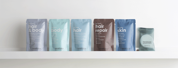 Travelcare Essentials collection provides everyday care for hair and body with cosmetics containing natural extracts in very gentle formulas. SMART COSMETICS FOR EVERYDAY WELLBEING. EASY, ACCESSIBLE, ECO-FRIENDLY. GFL Hotel Amenities