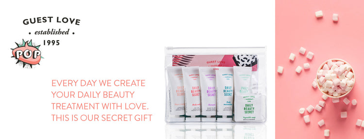 EVERY DAY WE CREATE YOUR DAILY BEAUTY TREATMENT THIS IS OUR SECRET GIFT TO YOU. GFL Contemporary Hotel Amenities since 1995.